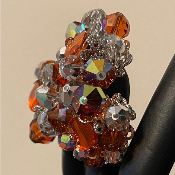 Vintage Vendome Faceted Glass Bead & Aurora Borealis Cluster Brooch - Picture 5 of 7